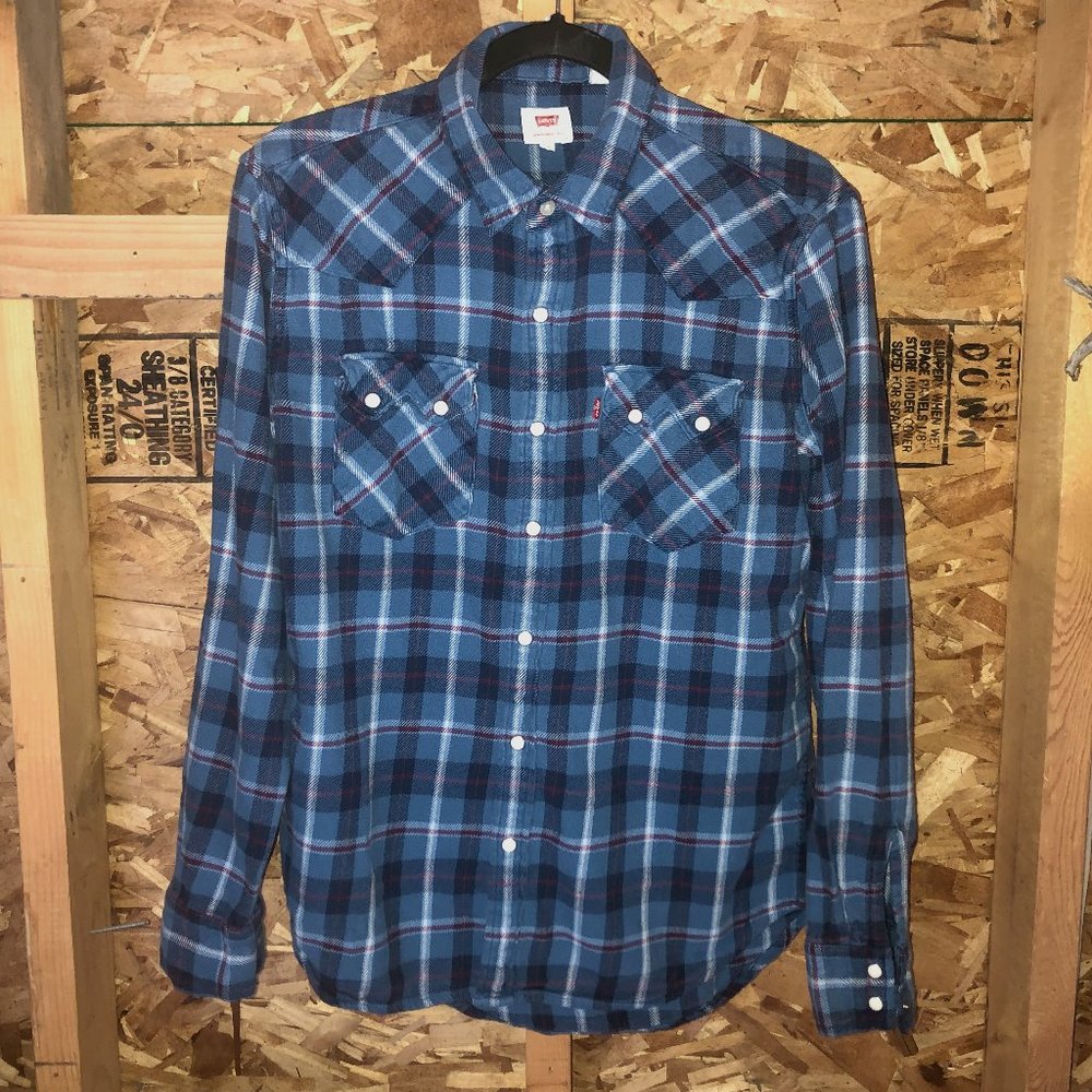 Vintage Levi's San Francisco Pearl Snap Western Flannel Button Up Shirt M